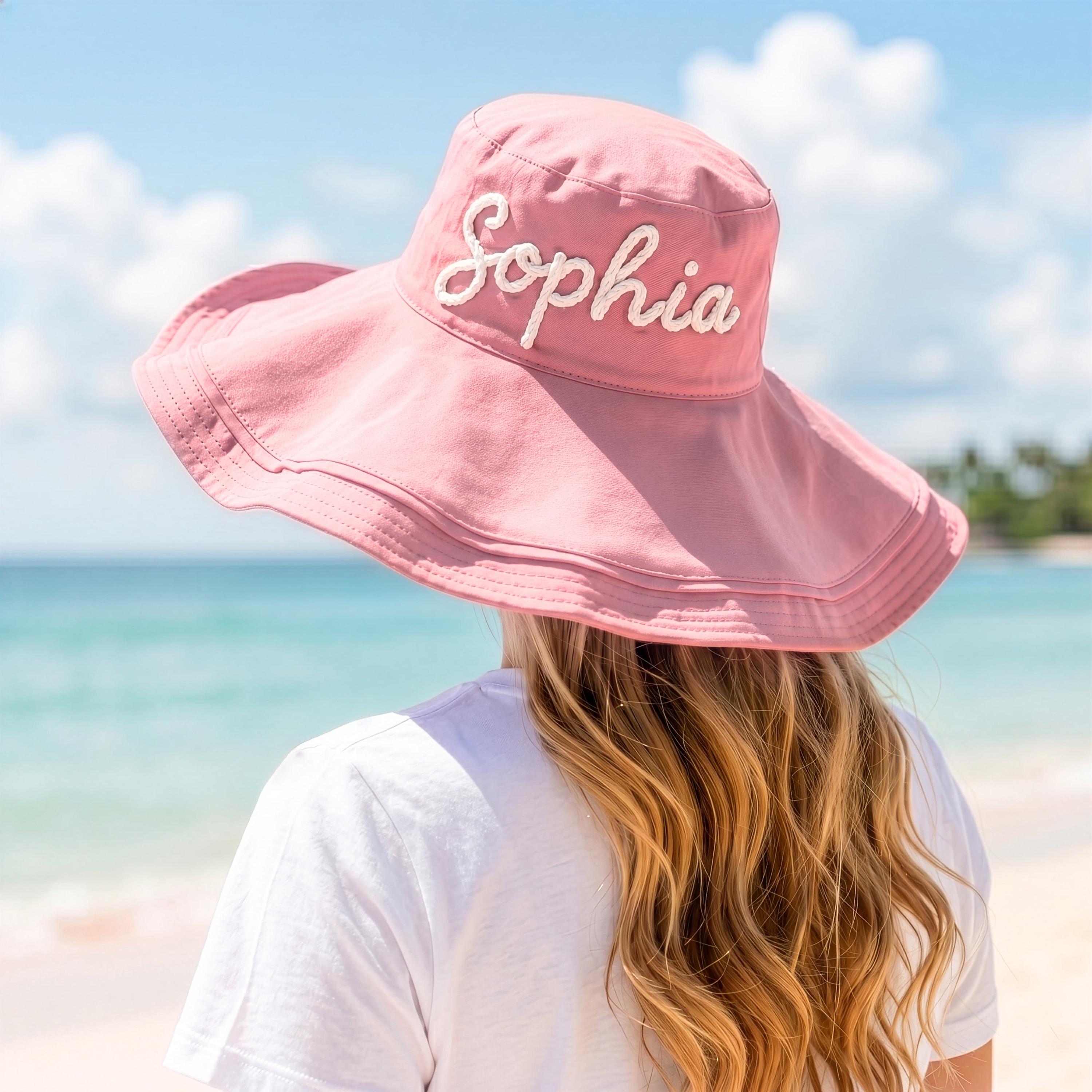 Personalized Name Hand Embroidered Wide Brim Sun Hat for Unique & Love | JNSHat17