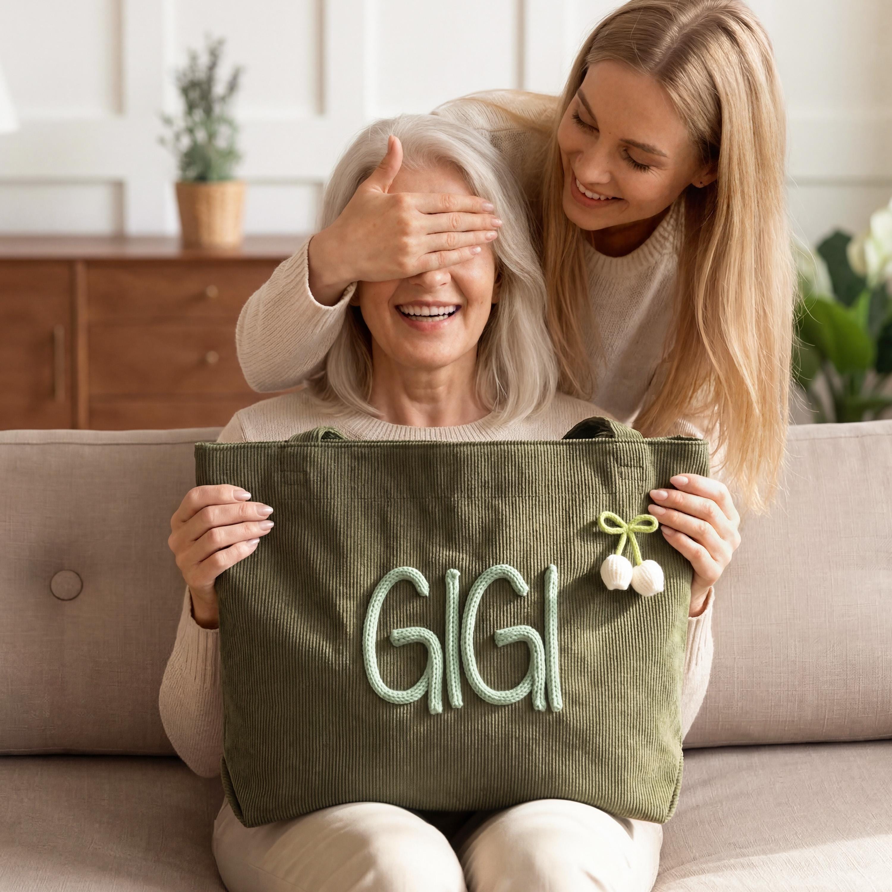 Personalized Hand Embroidered Corduroy Tote Bag for Unique & Love | JNSBag133