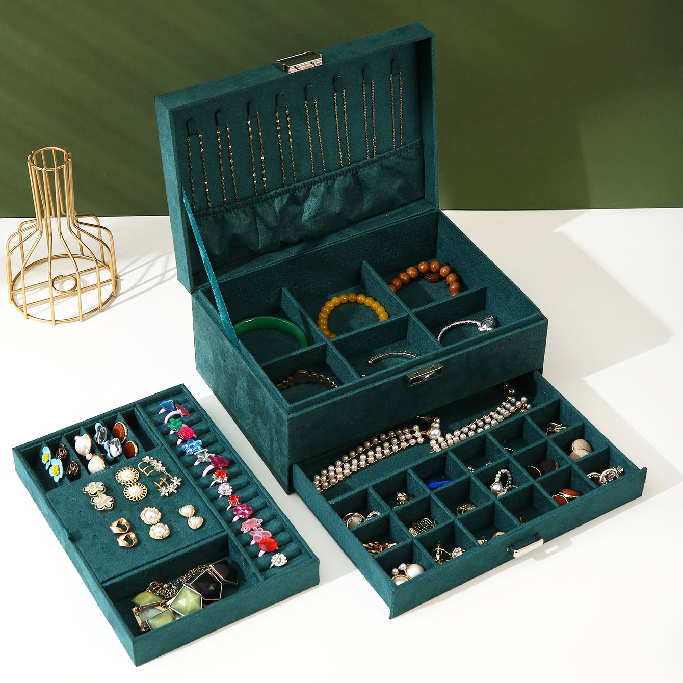 Personalized Name Velvet Jewelry Box with Drawer | JNSCase02