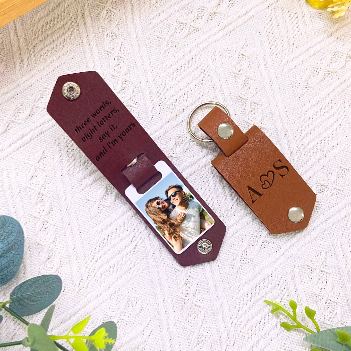 Personalized Monogrammed Photo Leather Keychain I JNSDec82