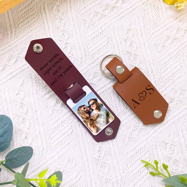Personalized Monogrammed Photo Leather Keychain I JNSDec82