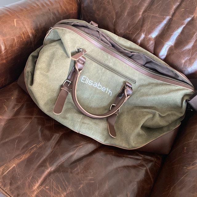 Personalized Monogram Embroidered Men’s Leather Duffle Bag | JNSBag83