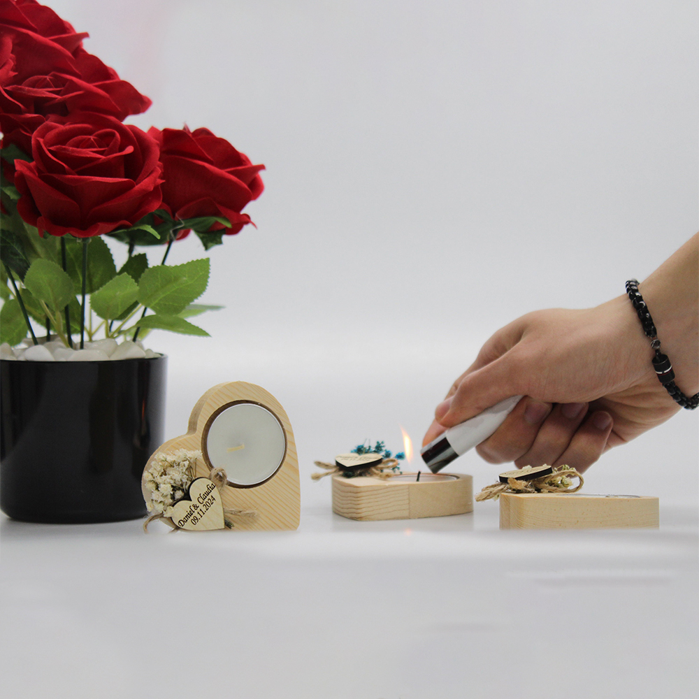 Personalized Engraved Wooden Tealight Candles & Holder for Unique & Love | JNSDec119