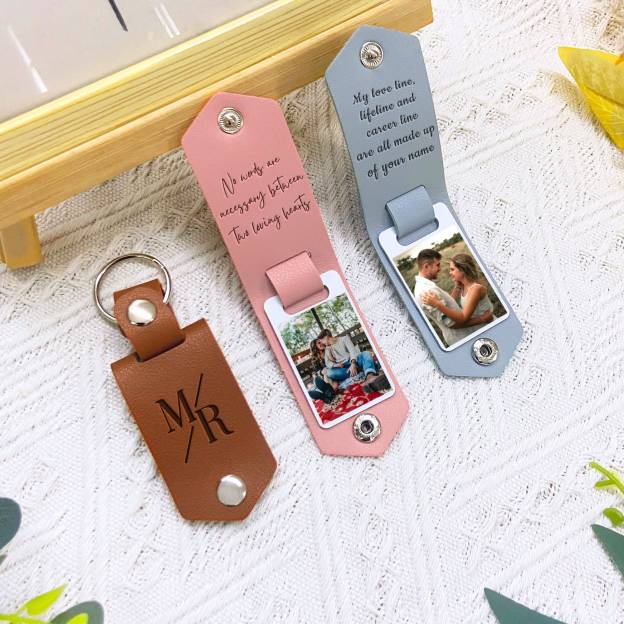 Personalized Monogrammed Photo Leather Keychain I JNSDec82
