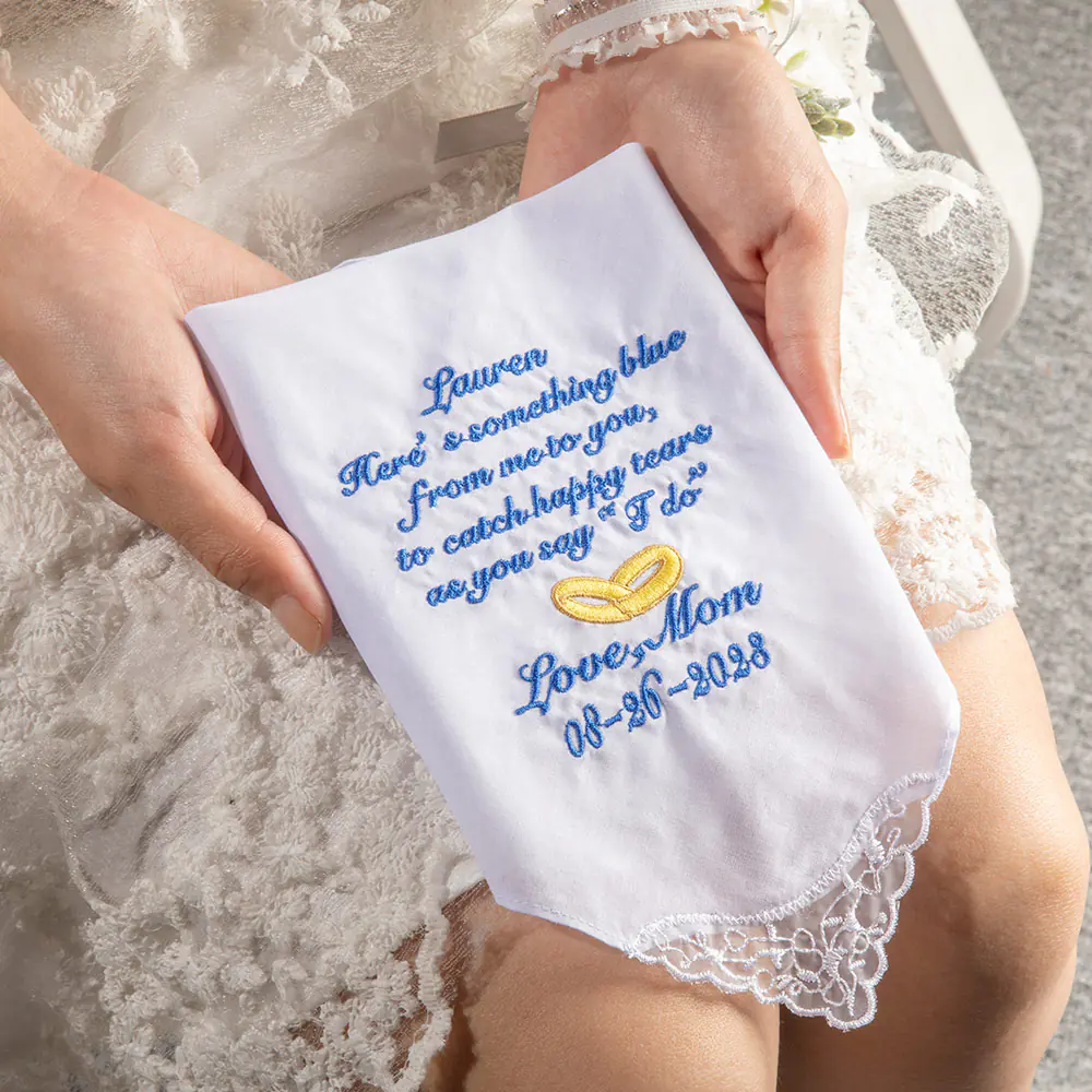 Personalized Wedding Lace Embroidery Handkerchief for Unique & Love | JNSCloth05