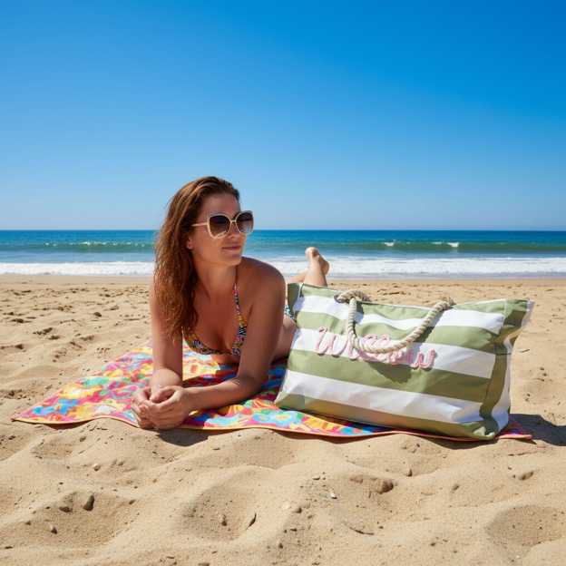 Personalized Hand Embroidered Waterproof Beach Tote Bag for Unique & Love | JNSBag128