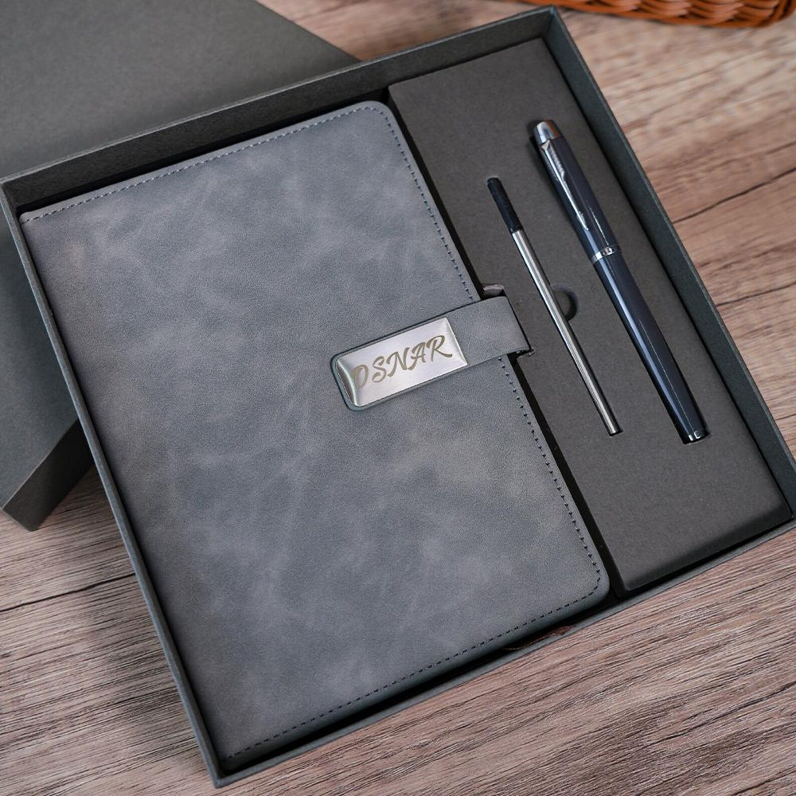 Personalized Name Engraving Leather Notebook Set for Unique & Love | JNSDec128