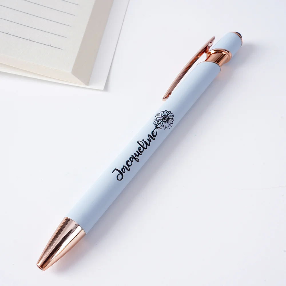 Personalized Morandi Color Birth Flower Retractable Ballpoint Pen for Unique & Love | JNSTool18