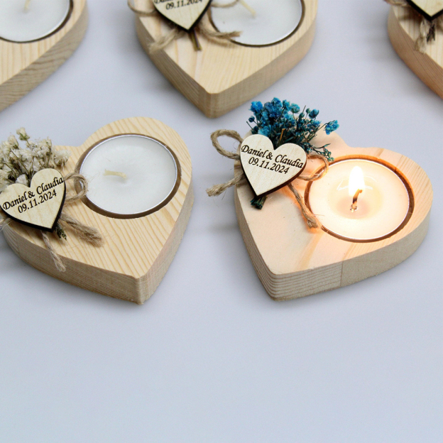 Personalized Engraved Wooden Tealight Candles & Holder for Unique & Love | JNSDec119