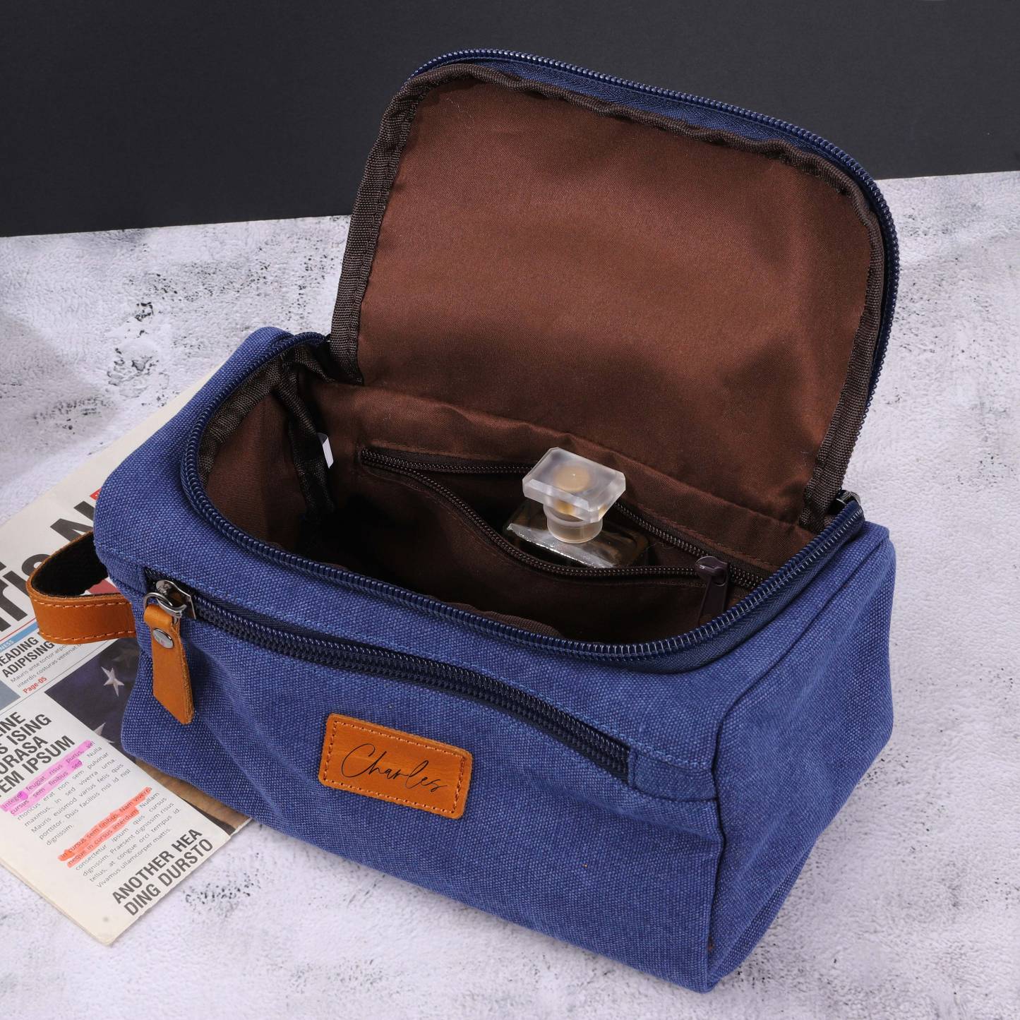 Personalized Monogram Waterproof Canvas Toiletry Bag for Unique & Love | JNSBag23