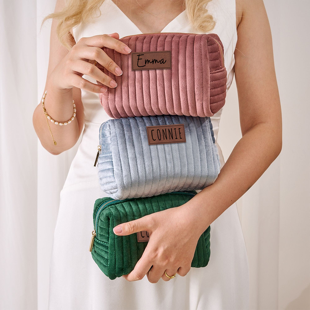 Personalized Leather Patch Makeup Bag for Unique & Love | JNSBag31