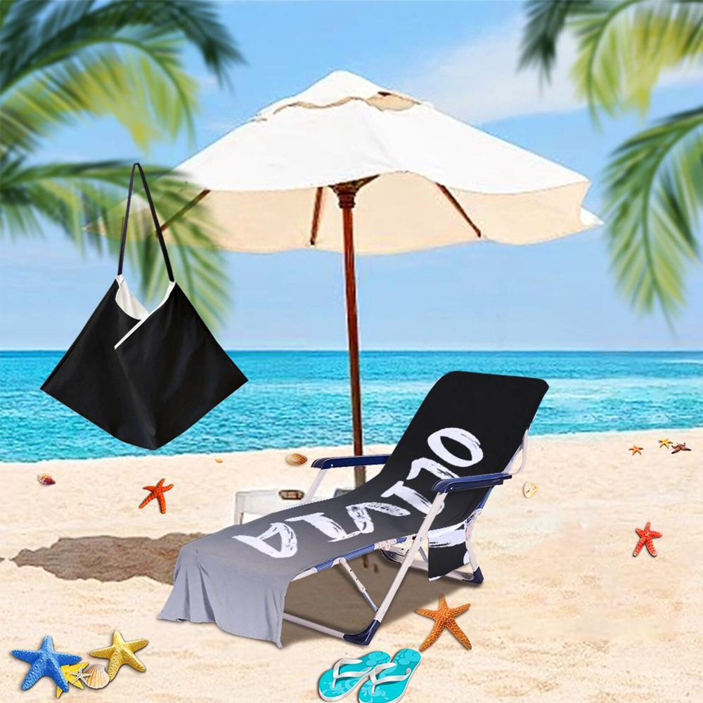 Personalized Name Beach Chair Cover Towel with Side Pockets for Unique & Love | JNSTowel09