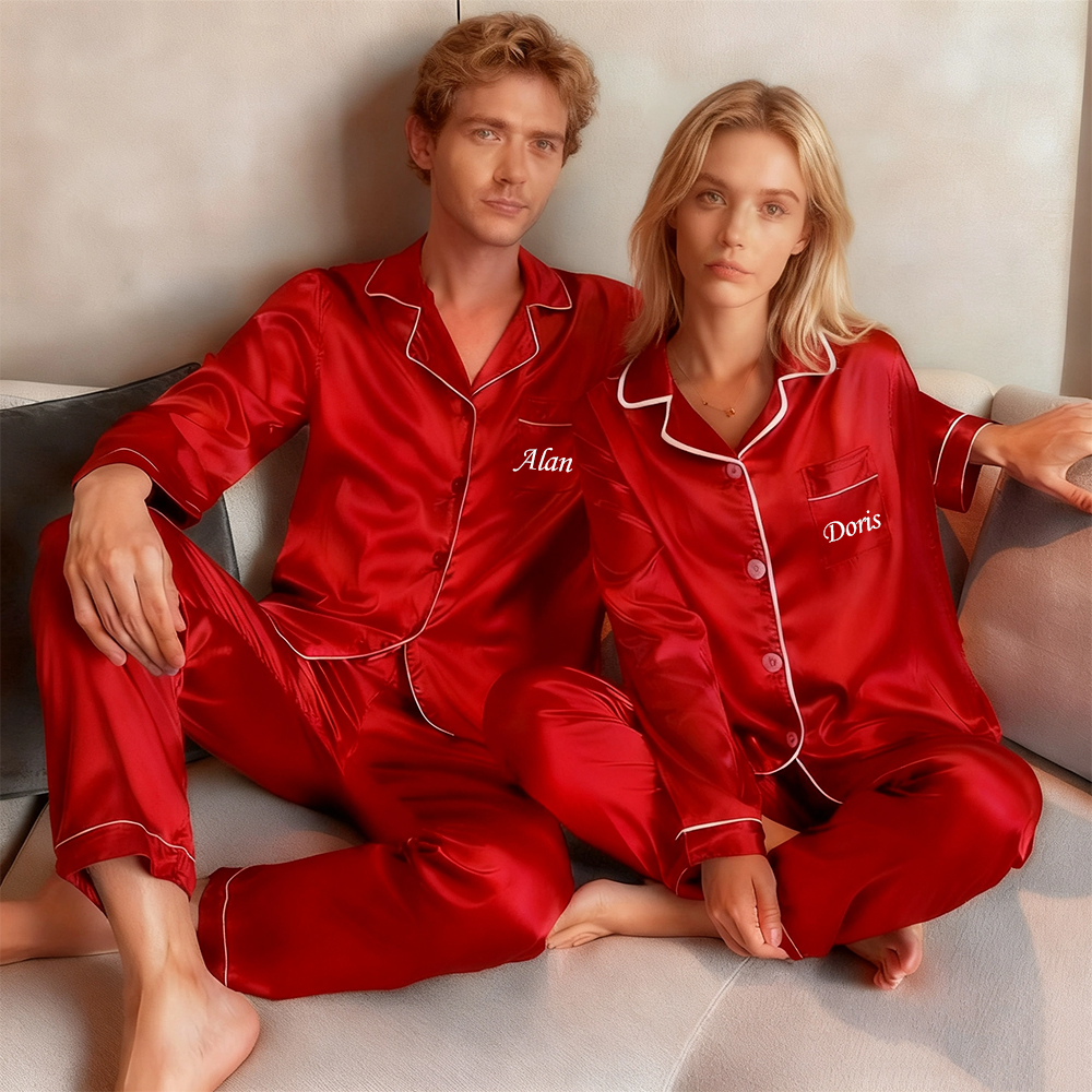 Personalized Mr and Mrs Satin Pajama Set for Unique & Love | JNSCloth53