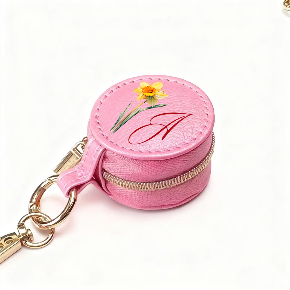 Personalized Birth Flower Leather Travel Portable Jewelry Box for Unique & Love | JNSBag116