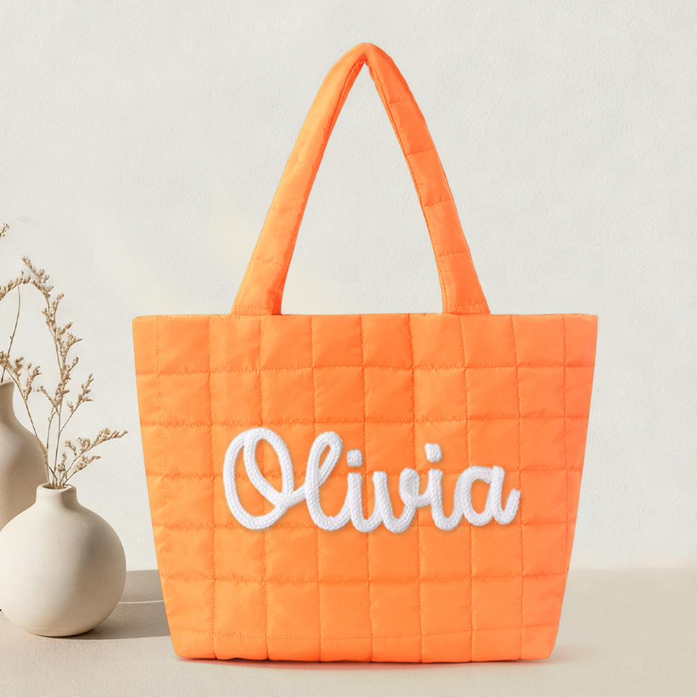 Personalized Hand Embroidered Quilted Nylon Tote Bag for Unique & Love | JNSBag120
