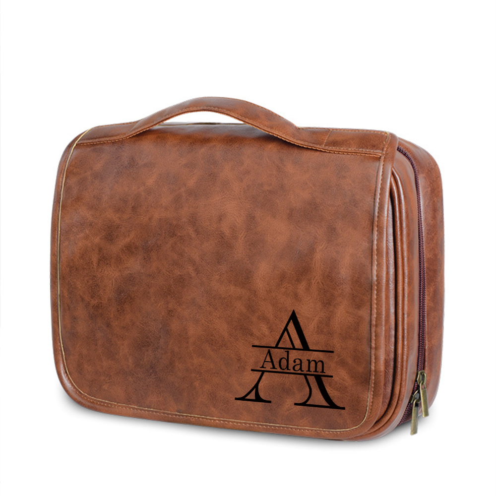 Personalized Leather Monogram Engraved Wash Bag for Unique & Love | JNSBag33