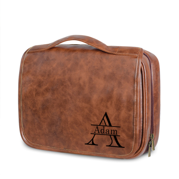 Personalized Leather Monogram Engraved Wash Bag for Unique & Love | JNSBag33
