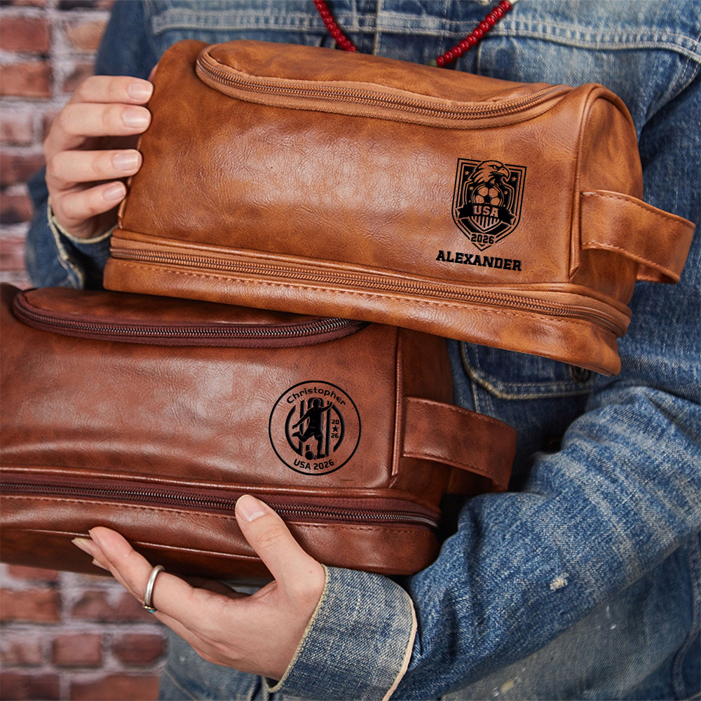 Personalized Leather Monogram Engraved Wash Bag for Unique & Love | JNSBag139