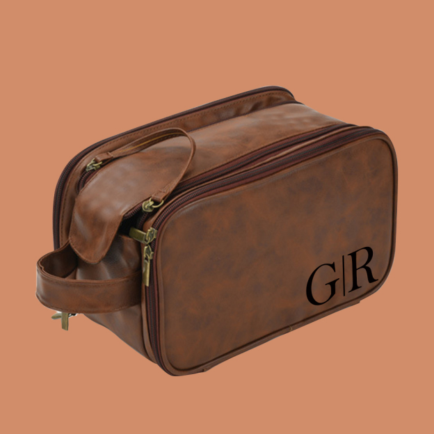 Personalized Leather Monogram Engraved Wash Bag for Unique & Love | JNSBag34