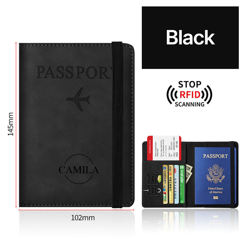 Personalized Monogram Leather Passport Cover with RFID Blocking | JNSCase01