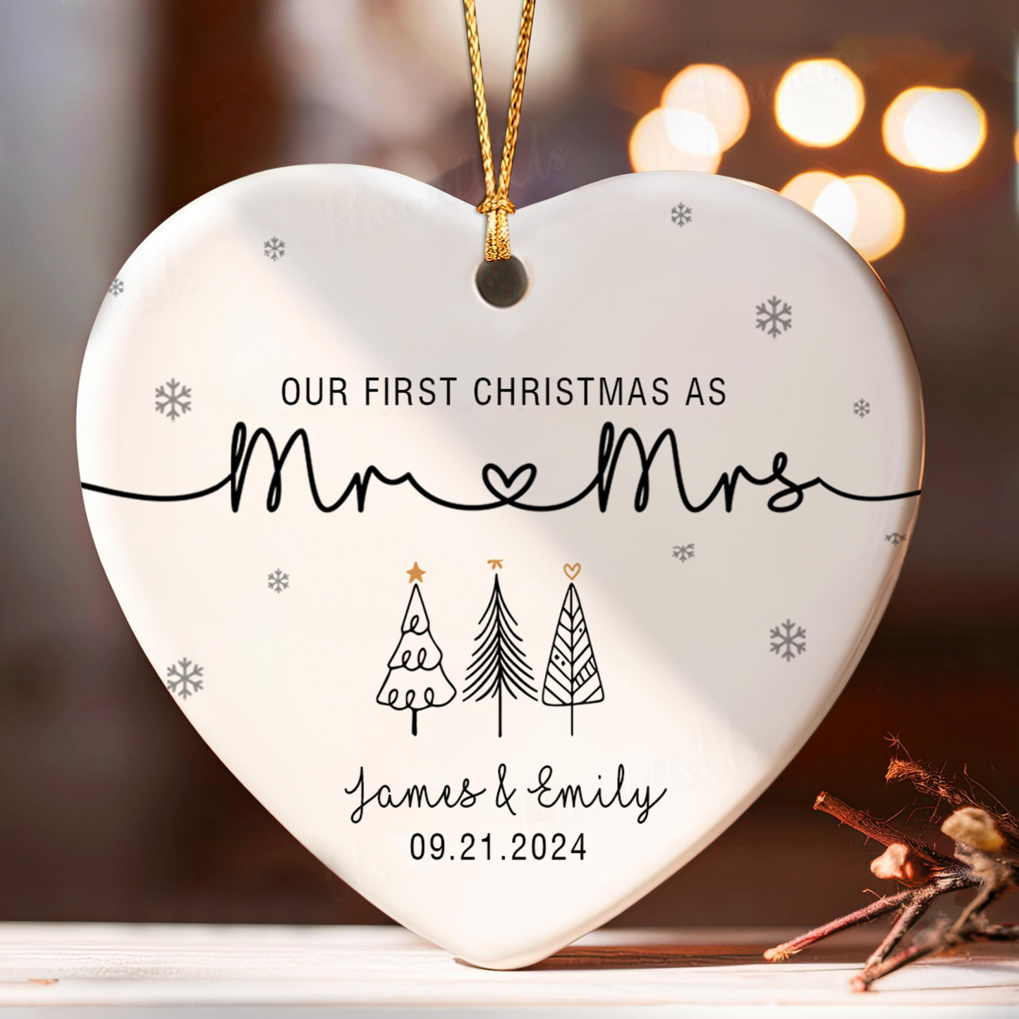 Personalized First Christmas As Mr & Mrs Ornament for Unique & Love | JNSDec112