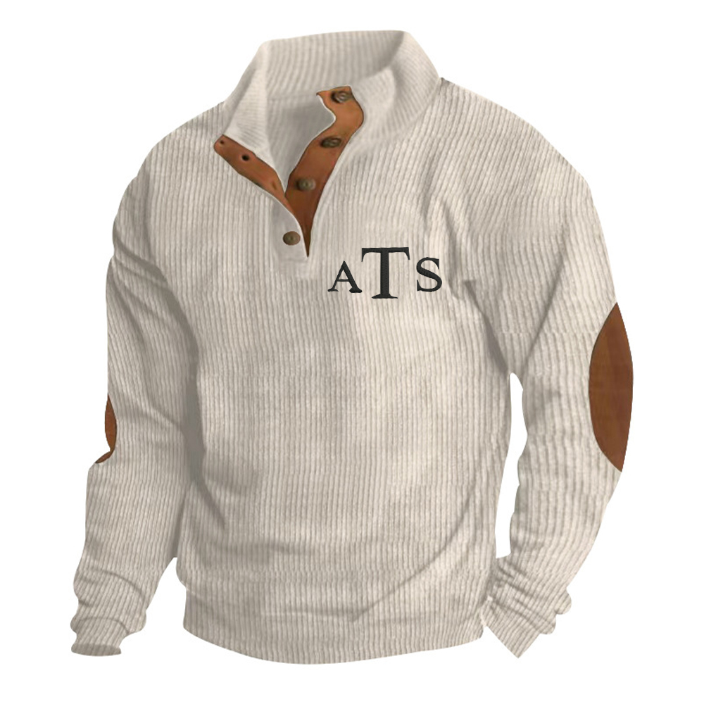 Personalized Monogram Embroidered Corduroy Men Sweatshirt | JNSCloth39