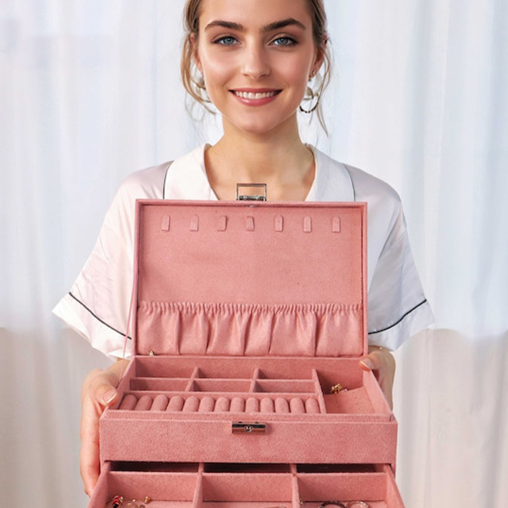 Personalized Name Velvet Jewelry Box with Drawer | JNSCase02