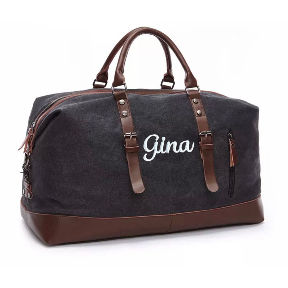 Personalized Monogram Embroidered Men’s Leather Duffle Bag | JNSBag83