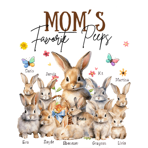 Personalized Mom's Favorite Rabbit Pure Cotton T-shirt for Unique & Love | JNSCloth17