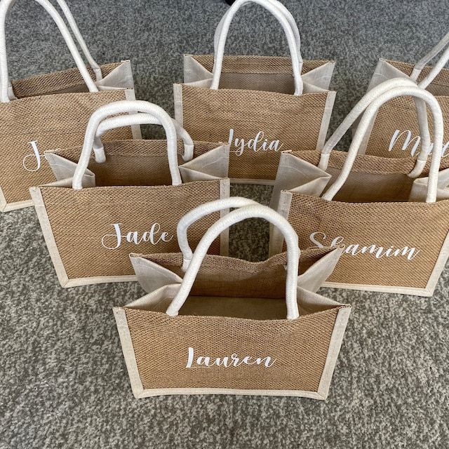 Personalized Monogram Burlap Tote Bridesmaid Bags for Unique & Love | JNSBag08