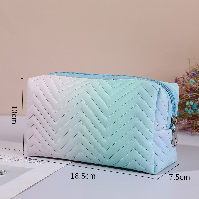 Personalized Gradient Color Leather Travel Toiletry Cosmetic Bag for Unique & Love | JNSBag115