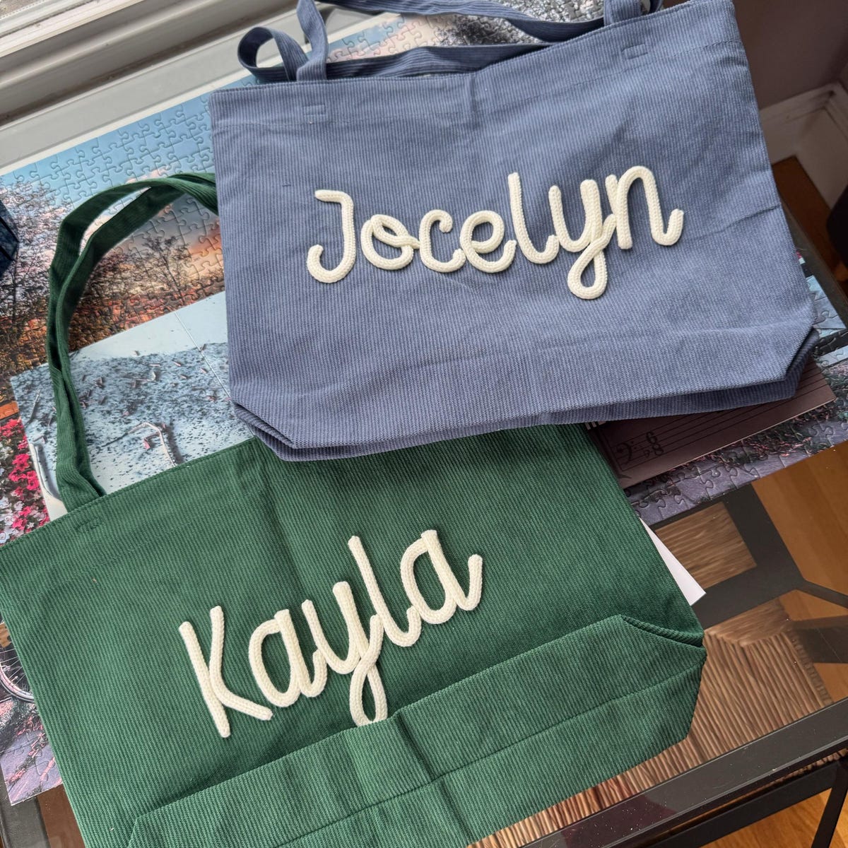 Personalized Hand Embroidered Corduroy Tote Bag for Unique & Love | JNSBag133