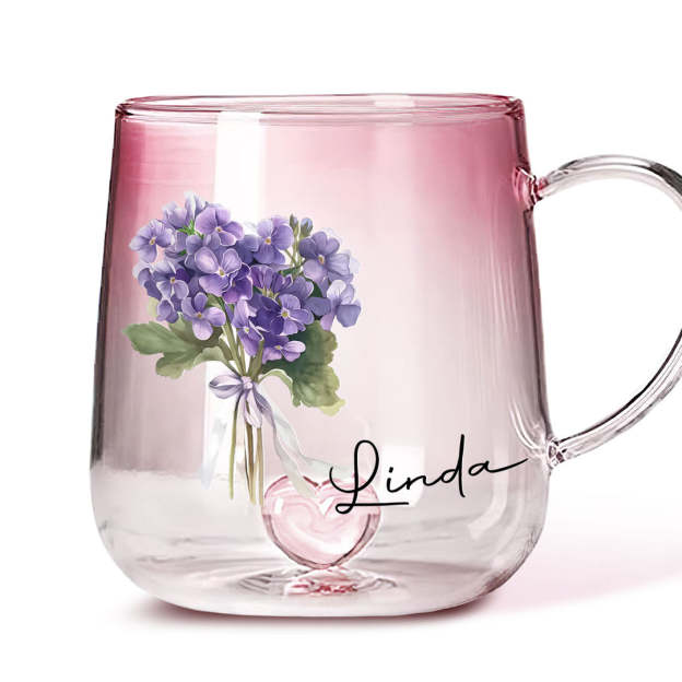 Personalized Birth Month Flower Glass Mug for Unique & Love | JNSDec138