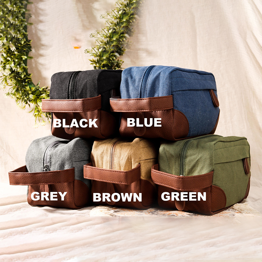 Personalized Monogram Embroidery Canvas Toiletry Bag for Unique & Love | JNSBag93