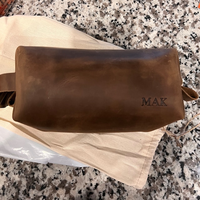 Personalized Leather Monogram Engraved Wash Bag for Unique & Love | JNSBag27