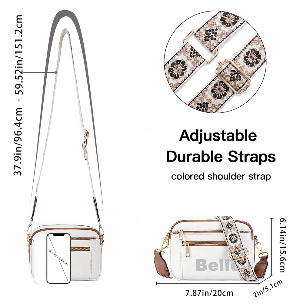 Personalized Name Leather Crossbody Bag with Colorful Straps for Unique & Love | JNSBag73