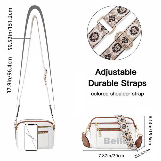 Personalized Name Leather Crossbody Bag with Colorful Straps for Unique & Love | JNSBag73