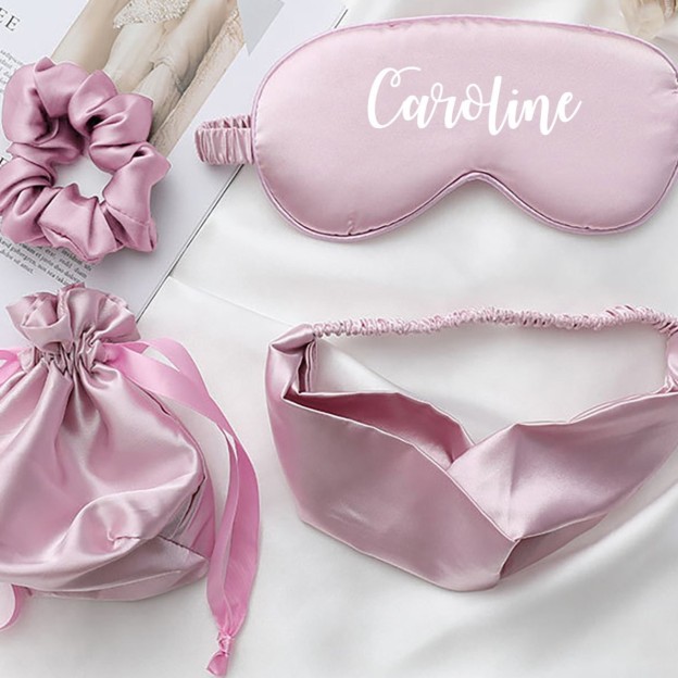 Personalized Name Satin Eye Mask Set for Comfort & Unique | CWMask01