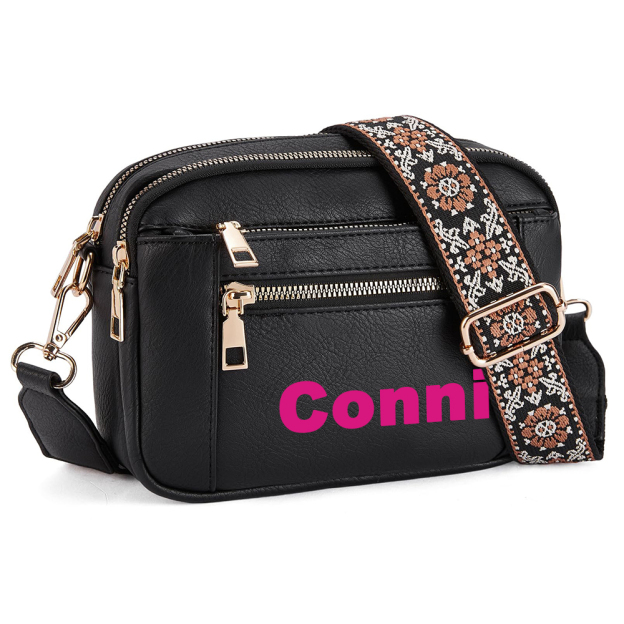 Personalized Name Leather Crossbody Bag with Colorful Straps for Unique & Love | JNSBag73