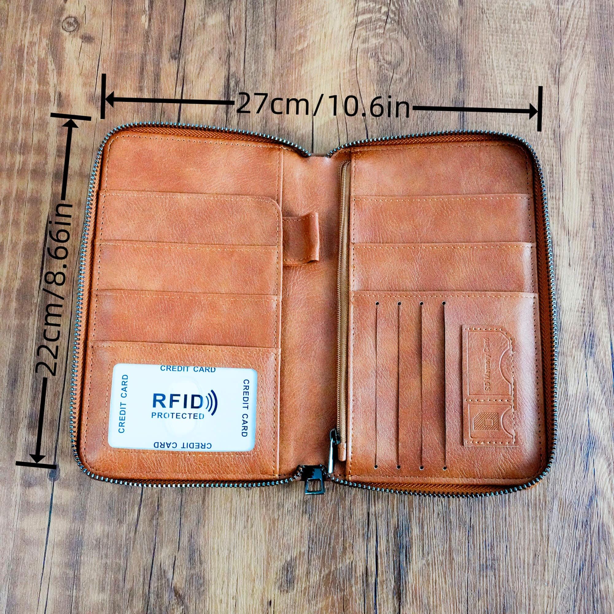 Personalized Leather Family Travel RFID Blocking Passport Wallet Organizer with 5 Passport Holder | JNSCase12