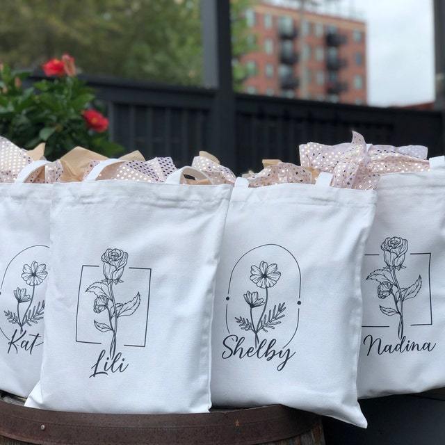 Personalized Birth Month Flower Canvas Tote Bag for Unique & Love | JNSBag12