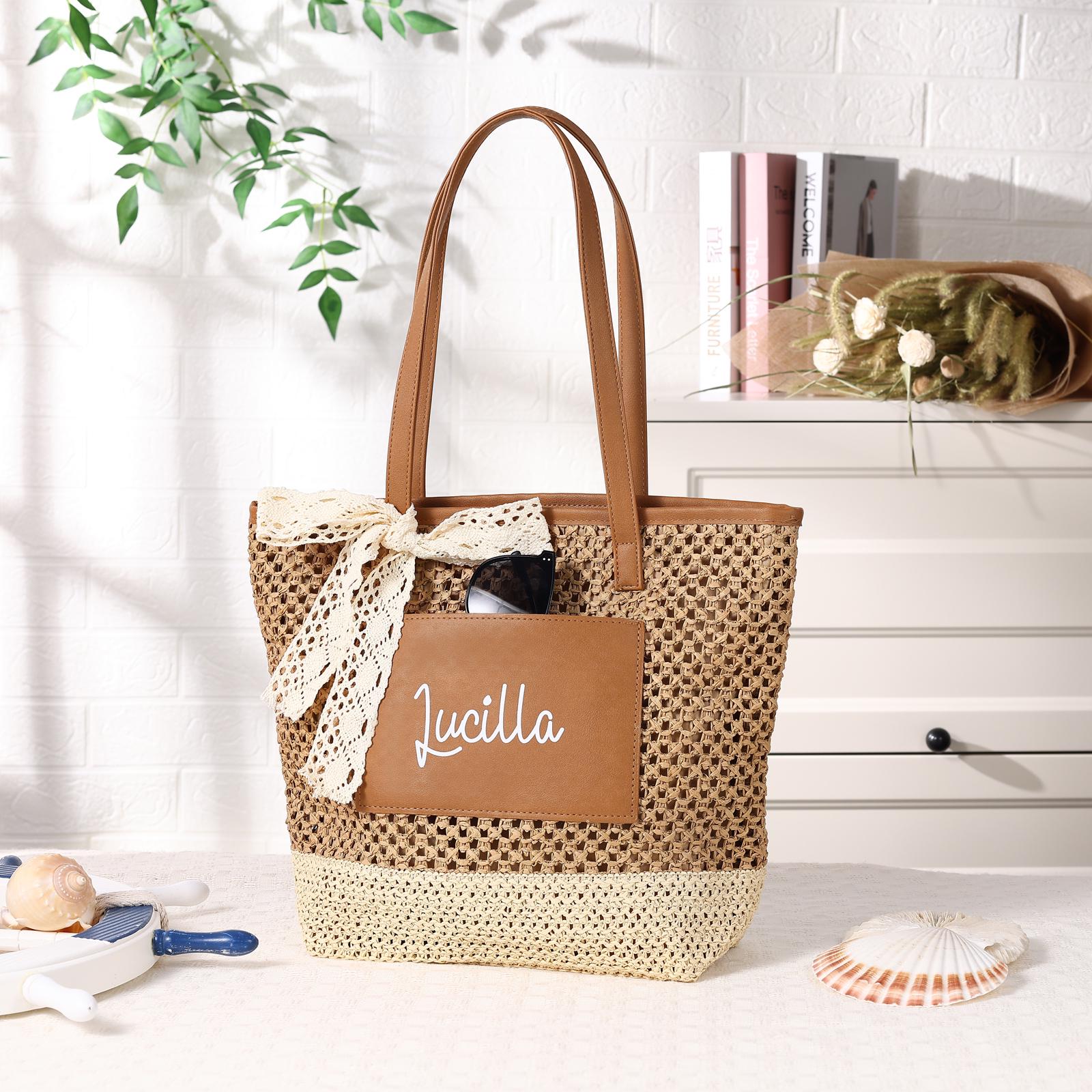 Personalized Name Straw Tote Bag for Unique & Love | JNSBag131