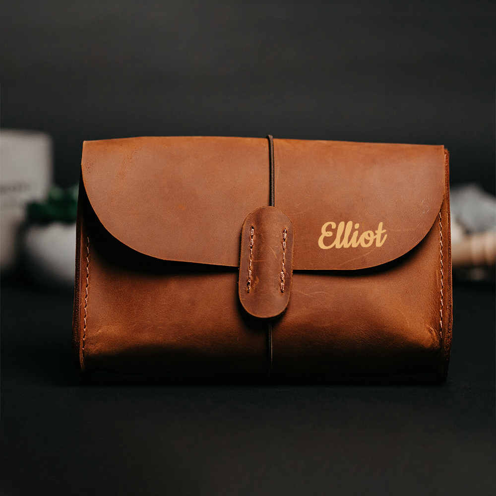 Personalized Leather Engraved Travel Electronic Accessories Organizer | JNSBag78