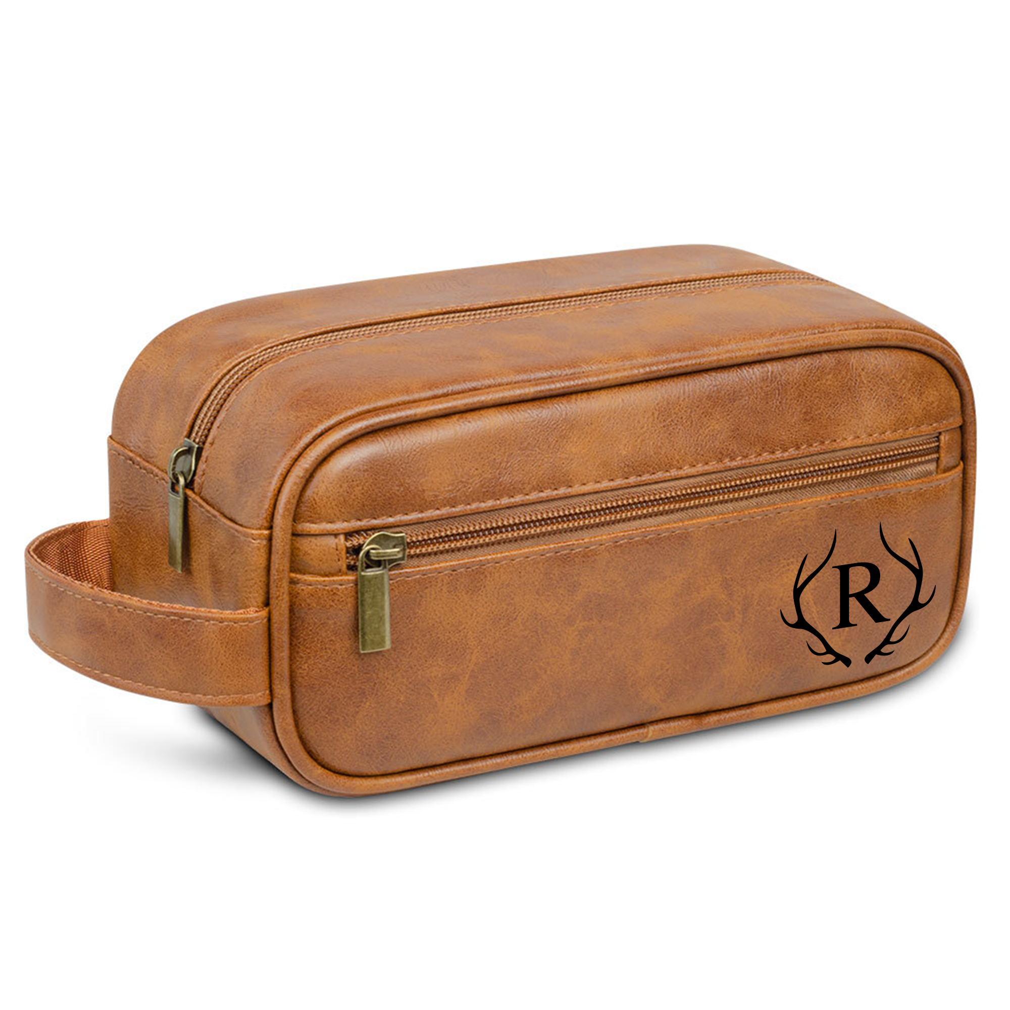 Personalized Leather Monogram Engraved Toiletry Bag for Unique & Love | JNSBag71