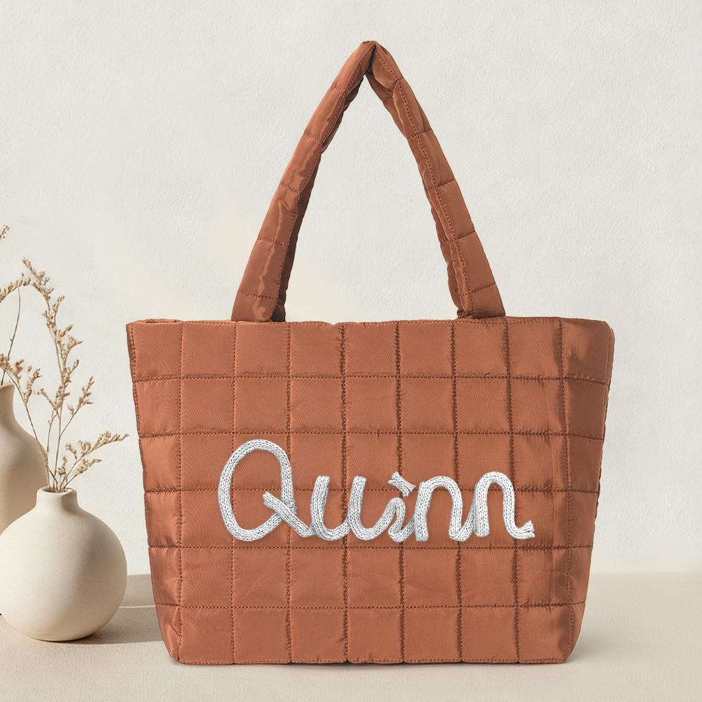 Personalized Hand Embroidered Quilted Nylon Tote Bag for Unique & Love | JNSBag120