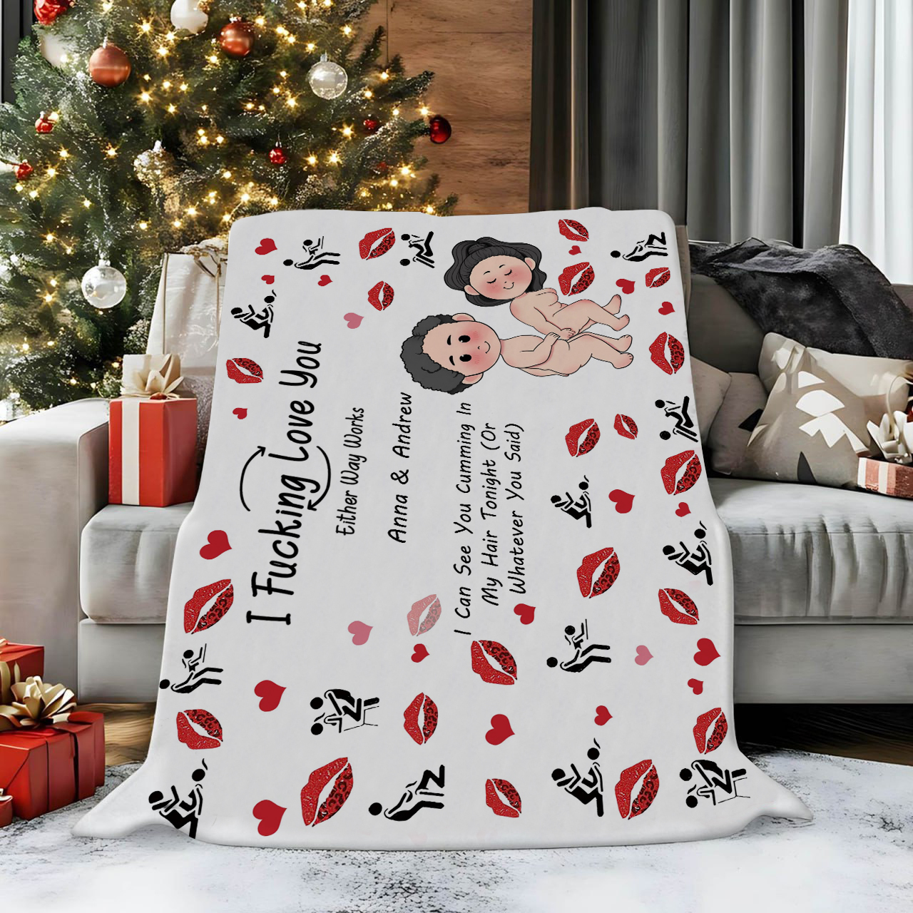 Couple - I Fucking Love You - Personalized Blanket