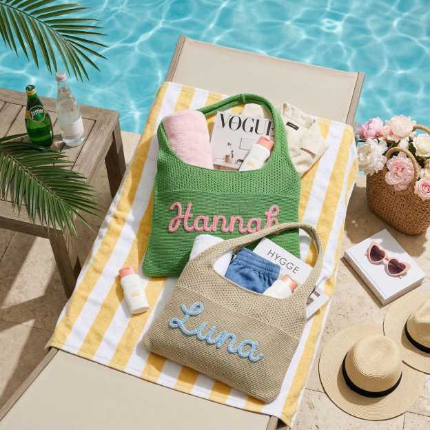 Personalized Hand Embroidered Knit Beach Bag for Unique & Love | JNSBag129