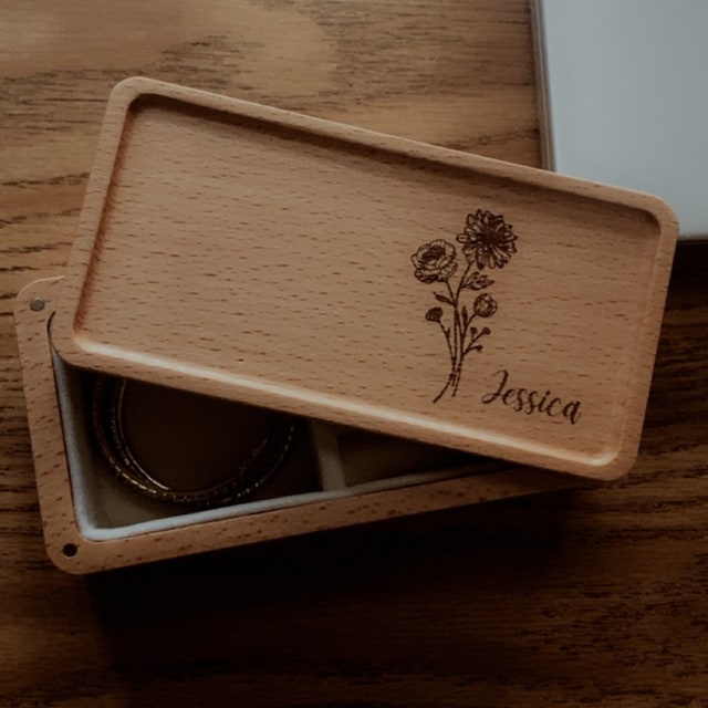 Personalized Birth Flower Wood Jewelry Box for Unique & Love | JNSDec54