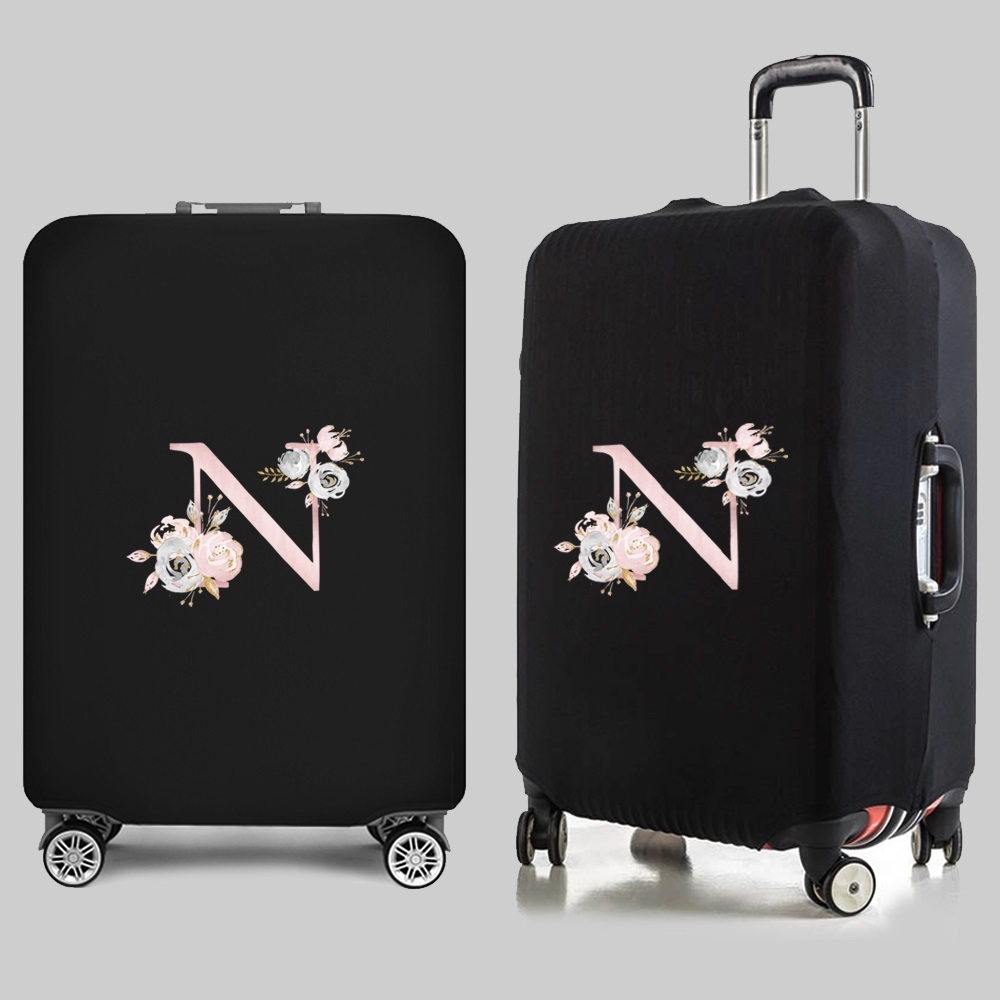 Personalized Travel Luggage Flower Letter Print Elastic Protective Covers for Unique & Love | JNSBag13