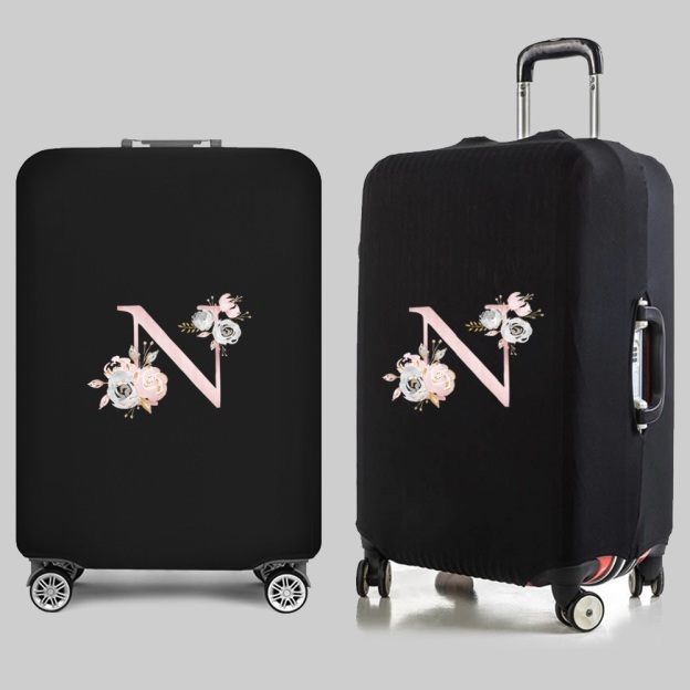 Personalized Travel Luggage Flower Letter Print Elastic Protective Covers for Unique & Love | JNSBag13